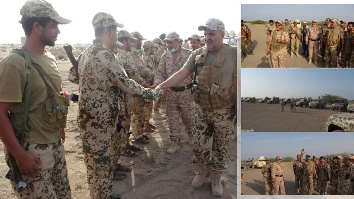 فيديو| في زيارة معايدة.. قائد اللواء الثالث حراس الجمهورية: أبطال اللواء الثامن سحقوا أحلام الحوثي في إختراق خطوط التماس