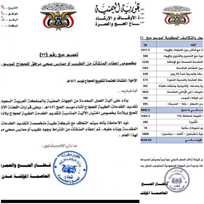 إعفاء وكالات التفويج من ترشيح الأطباء المرافقين للحجاج اليمنيين