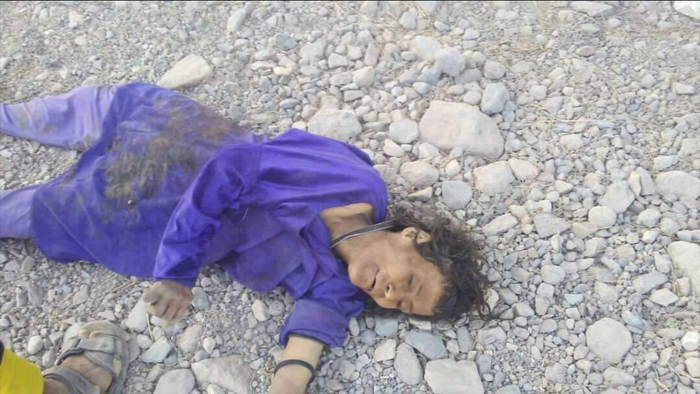 صورة قنص امرأة برصاص حوثي في #الأزارق بـ #الضالع