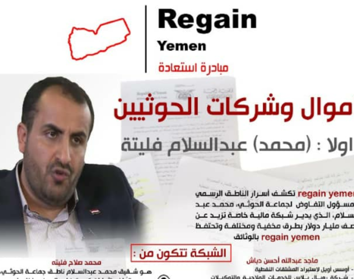 رئيس فريق Regain Yemen يكشف عن وجود 250 شركة حوثية لنهب الاموال ودعم الارهاب "تقرير+ انفوجرافيك"